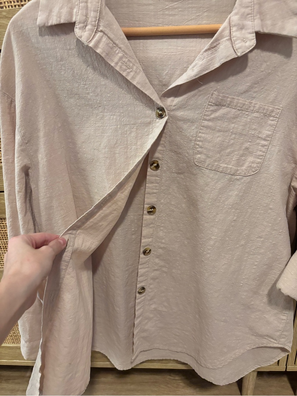 Relaxed Button-Up Shirt with Chest Pocket - Picture 2 of 5